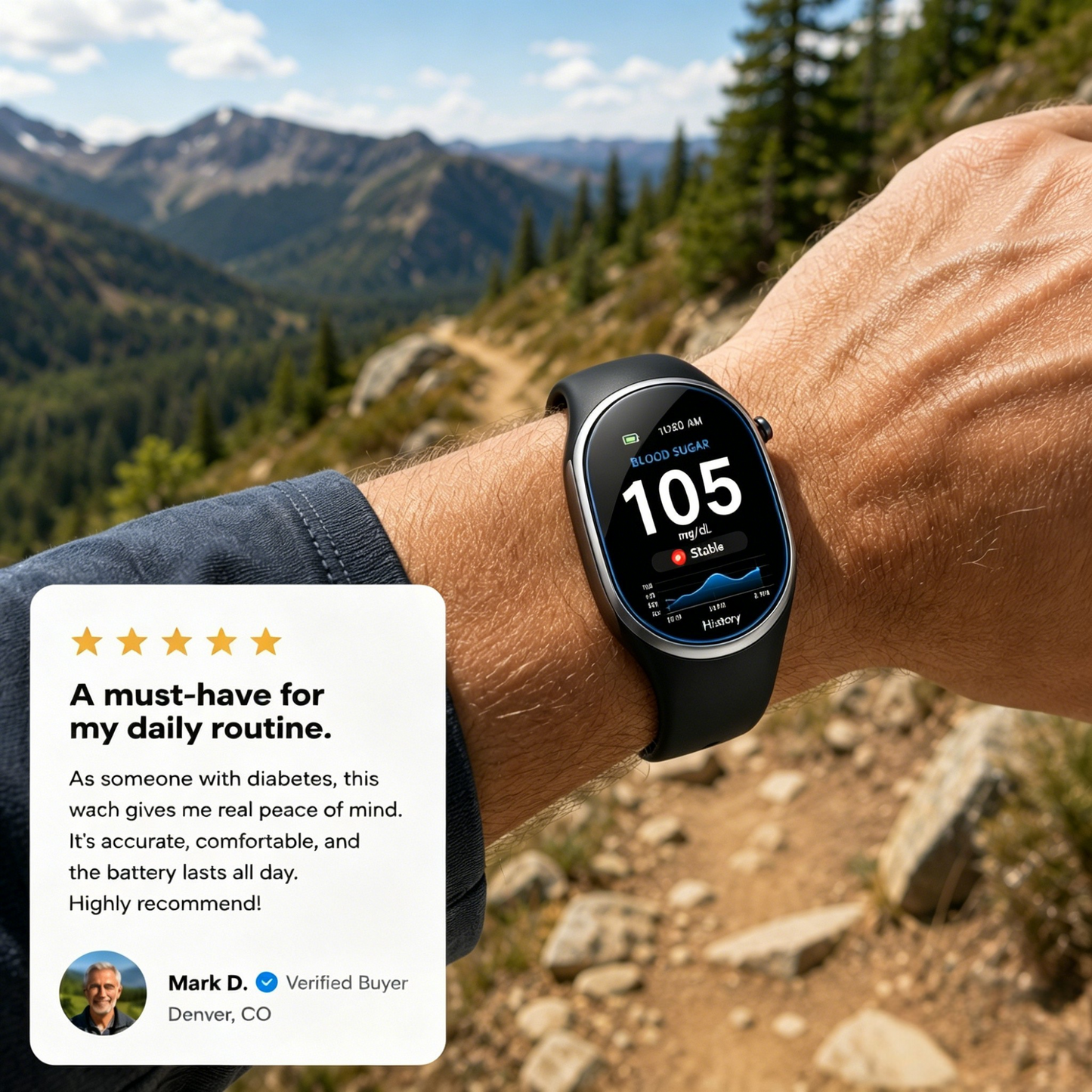 🎉 75% OFF Launch Offer🏆Aurora Tech™ GlucoWatch 99.13% Accuracy • Non-Invasive Technology