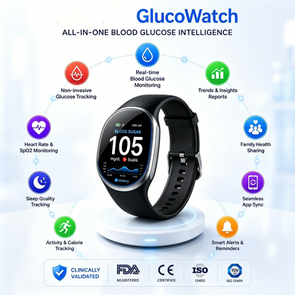 🎉 75% OFF Launch Offer🏆Aurora Tech™ GlucoWatch  99.13% Accuracy • Non-Invasive Technology