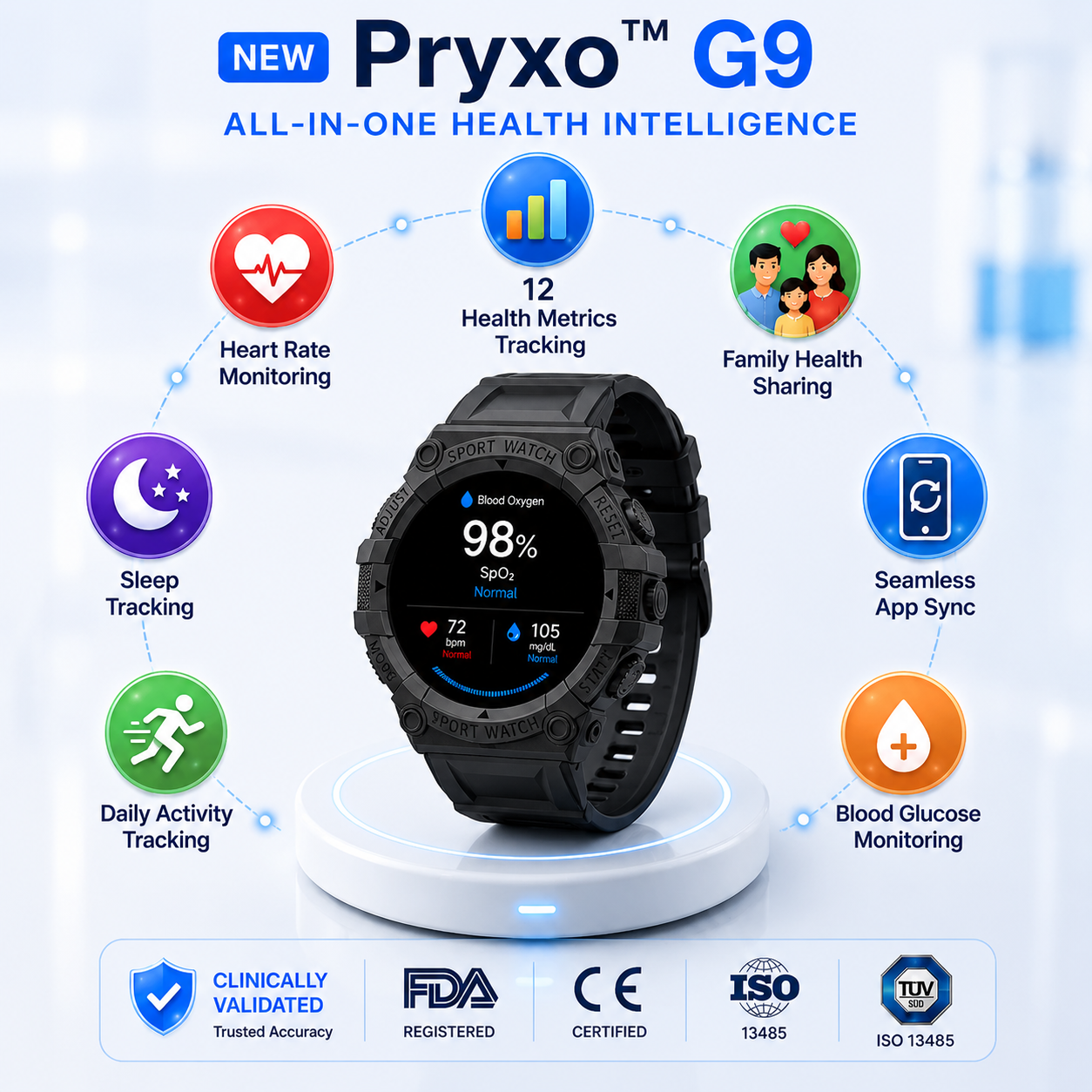 🎉 Limited-Time 80% OFF 🔥 Pryxo™ G9 Non-Invasive Smart Health Watch — No Finger Pricks Needed!