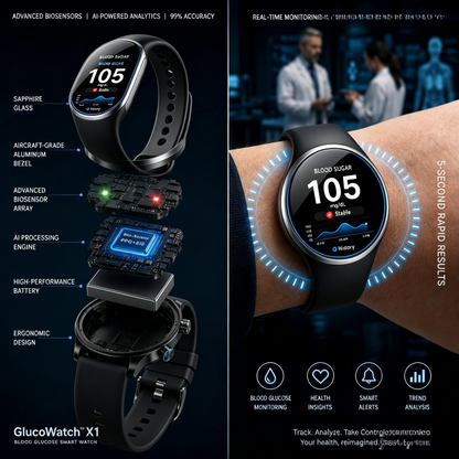 🎉 75% OFF Launch Offer🏆Aurora Tech™ GlucoWatch  99.13% Accuracy • Non-Invasive Technology